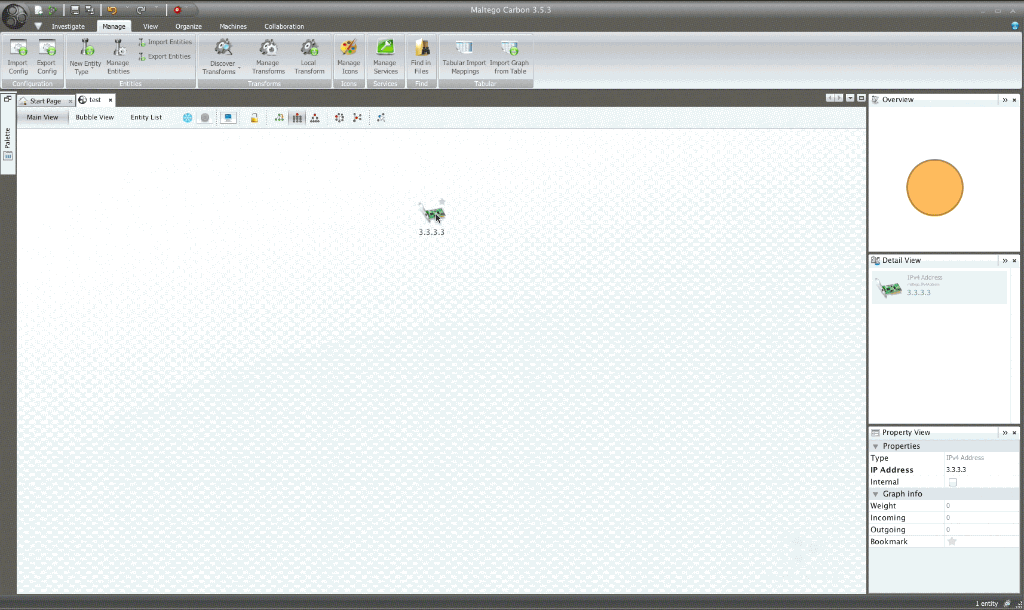 Animated demo of FreeGeoIP transform running in Maltego