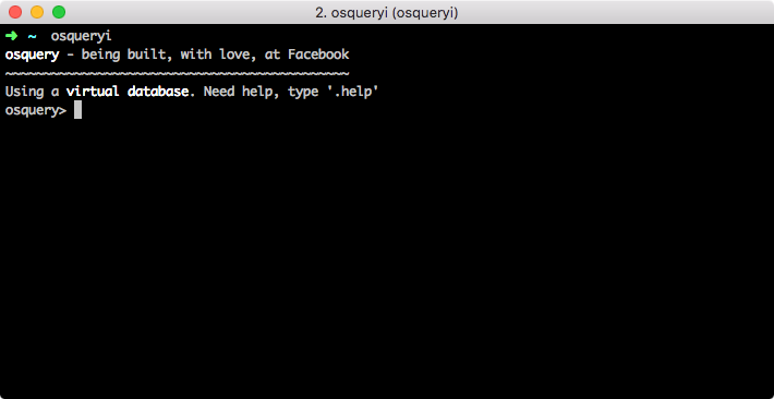 osqueryi interactive terminal prompt after launching