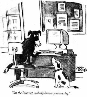 On the Internet nobody knows you are a dog cartoon