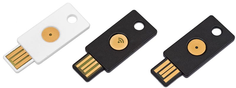YubiKey two-factor authentication hardware token