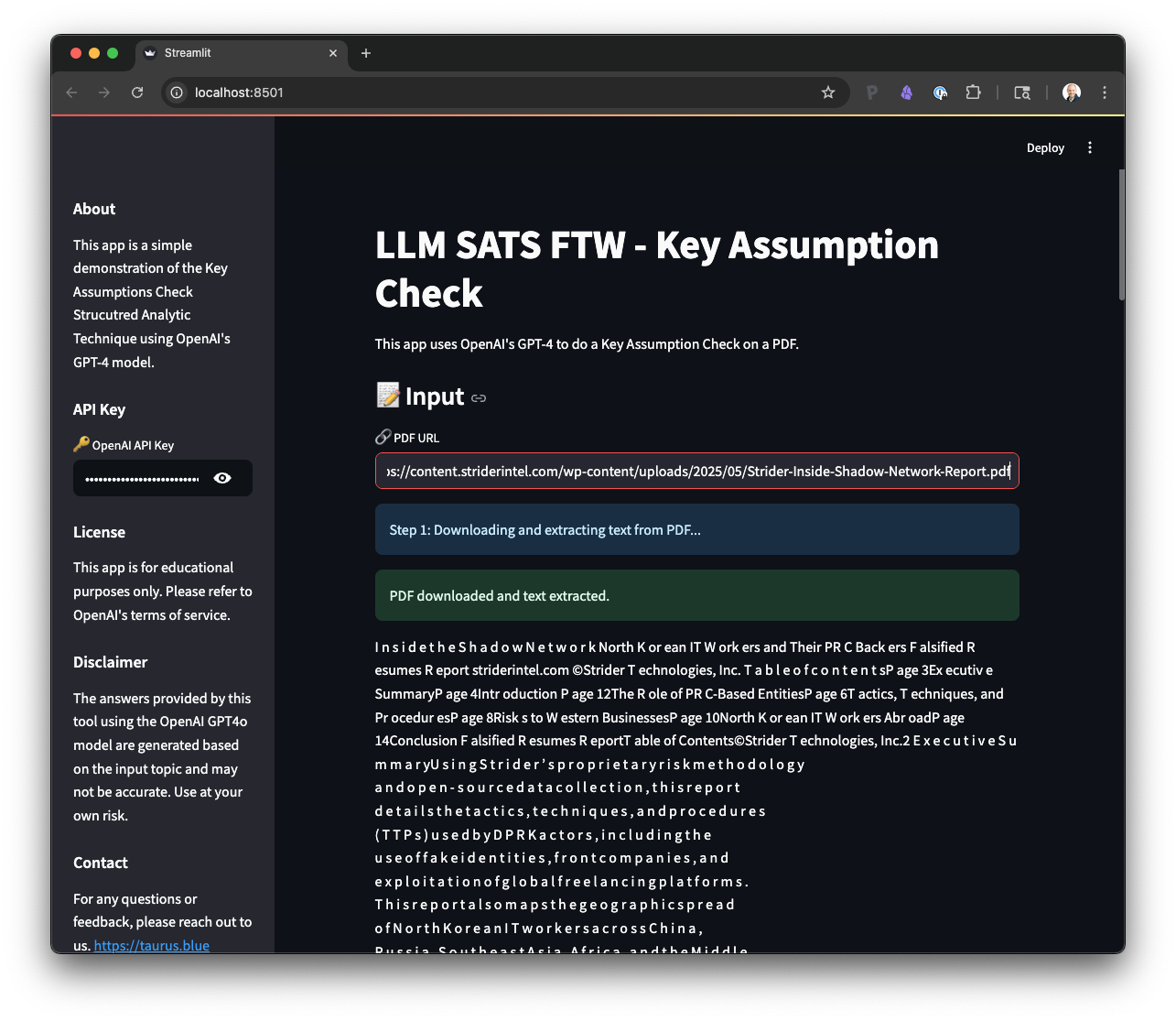 Key Assumptions Check 1